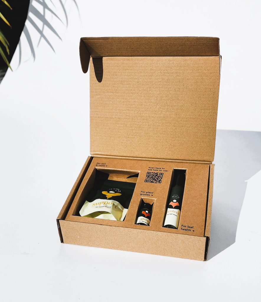 Custom Corrugated Displays with 3 products places inside it